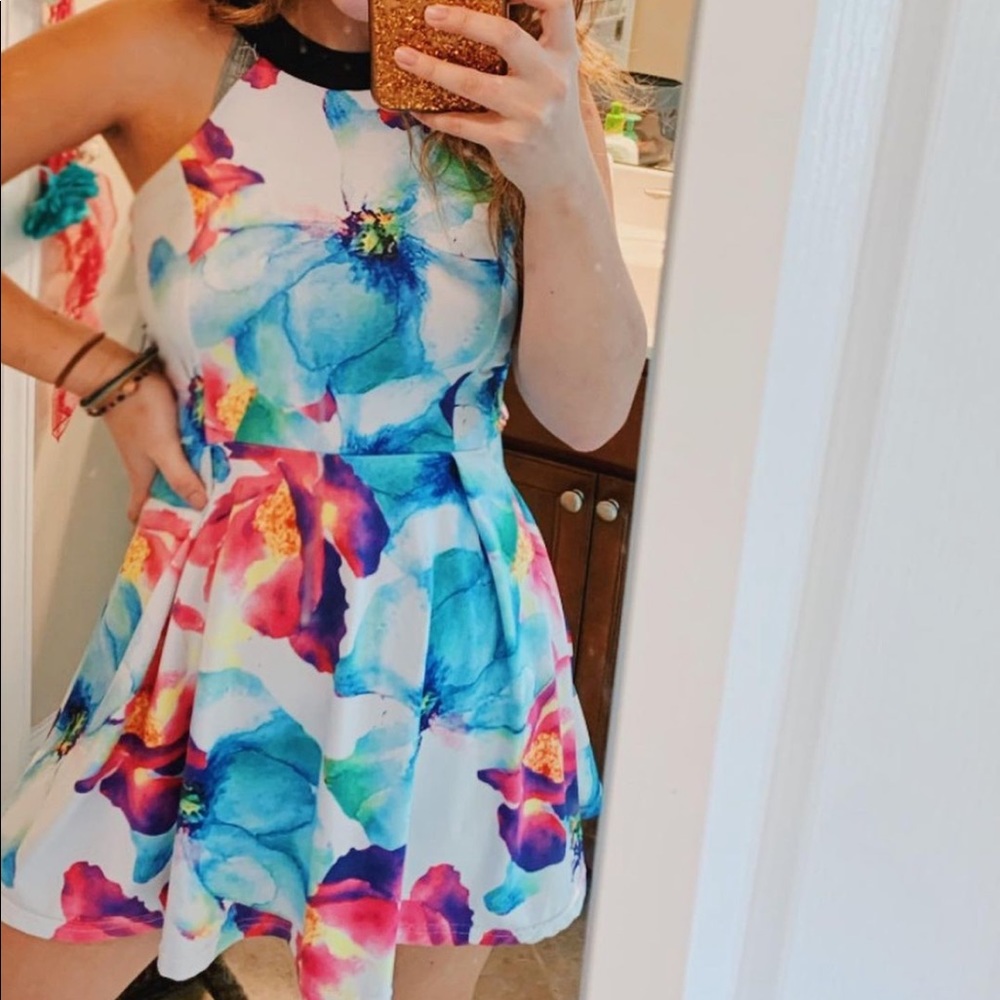 Floral watercolor dress